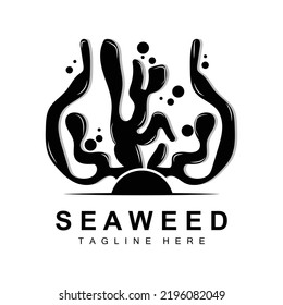 Seaweed Logo Design, Underwater Plant Illustration, Cosmetics And Food Ingredients