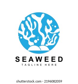 Seaweed Logo Design, Underwater Plant Illustration, Cosmetics And Food Ingredients