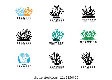 Seaweed Logo Design, Underwater Plant Illustration, Cosmetics And Food Ingredients