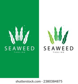 Seaweed Logo Design, Underwater Plant Design Illustrations, Cosmetics and Food Ingredient