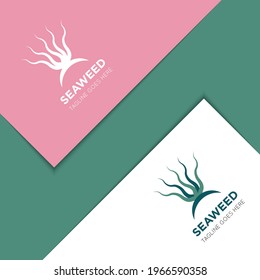 seaweed logo and icon vector with mockup illustration design template