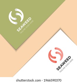 seaweed logo and icon vector with mockup illustration design template