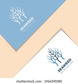 seaweed logo and icon vector with mockup illustration design template