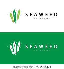 seaweed logo illustration beautiful underwater plants where fish live and the natural beauty of the ocean floor