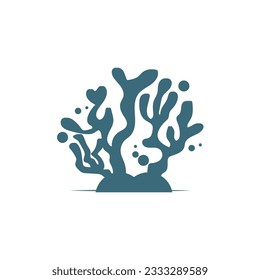 Seaweed Logo, Ocean Ornamental Plant Design, Marine Life Vector, Symbol Illustration