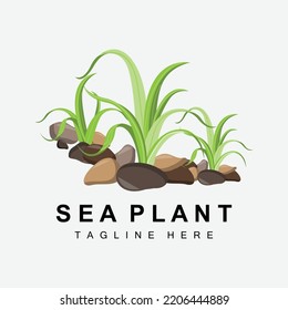 Seaweed Logo, Sea Plants Vector Design, Grocery And Nature Protection