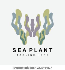 Seaweed Logo, Sea Plants Vector Design, Grocery And Nature Protection