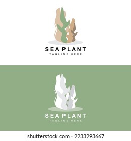 Seaweed Logo, Sea Plants Vector Design, Grocery And Nature Protection