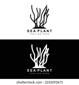 Seaweed Logo, Sea Plants Vector Design, Grocery And Nature Protection