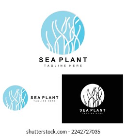 Seaweed Logo, Sea Plants Vector Design, Grocery And Nature Protection
