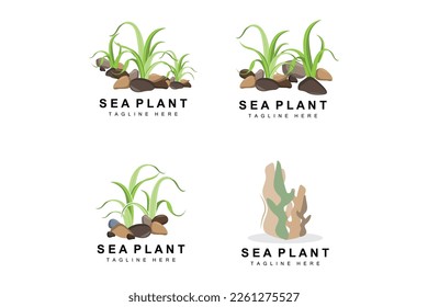 Seaweed Logo, Sea Plants Vector Design, Grocery And Nature Protection