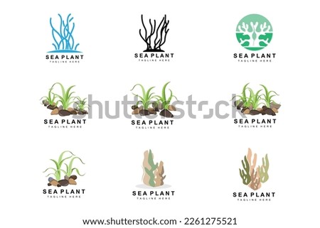 Seaweed Logo, Sea Plants Vector Design, Grocery And Nature Protection