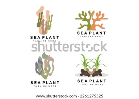 Seaweed Logo, Sea Plants Vector Design, Grocery And Nature Protection