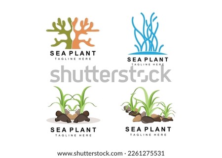 Seaweed Logo, Sea Plants Vector Design, Grocery And Nature Protection