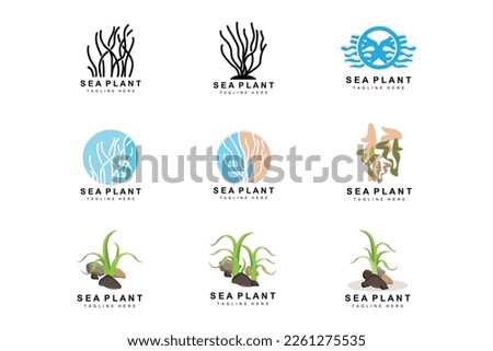 Seaweed Logo, Sea Plants Vector Design, Grocery And Nature Protection