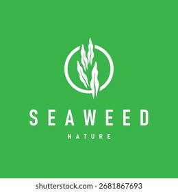 Logotipo de algas con un concepto minimalista simple de peces de plantas oceánicas, diseño, símbolo, ilustración, Plantilla