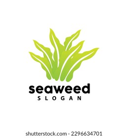 Seaweed Logo, Underwater Plant Vector, Simple Leaf Design, Illustration Template Symbol Icon