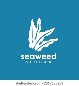 Logotipo de algas marinas, vector de plantas submarinas, diseño simple de hojas, icono de plantilla de ilustración