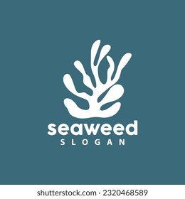Seaweed Logo, Underwater Plant Vector, Simple Leaf Design, Illustration Template Symbol Icon
