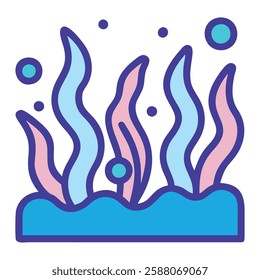 Seaweed marine life icon illustration