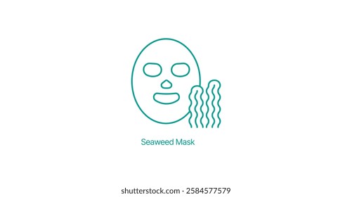 Seaweed Mask Jar Vector Icon, Hydrating Facial Care, Natural Skincare