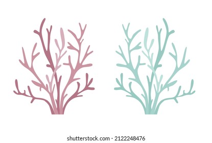 Seaweed natural sea bush in two colors illustration