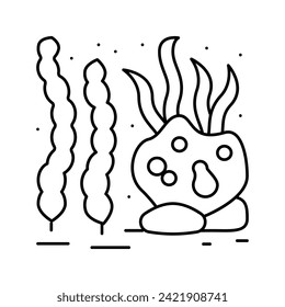 seaweed ocean line icon vector. seaweed ocean sign. isolated contour symbol black illustration