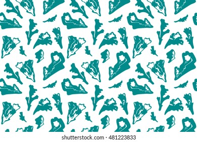 Seaweed on a white background. Seamless marine pattern. Vector.