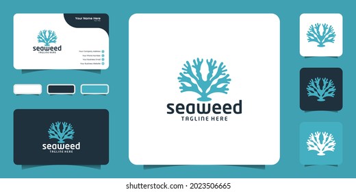 seaweed plant logo design inspiration symbol and business card design