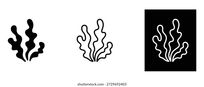 Conjunto de Vector de planta de algas. Icono de flora marina. Símbolo de vegetación submarina. Gráfico de vida acuática. Diseño de elementos botánicos oceánicos.