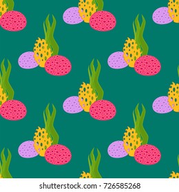 Seaweed plants seamless pattern background vector illustration