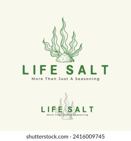 seaweed salt nature ,salt hand drawn logo vector do using adobe illustrator