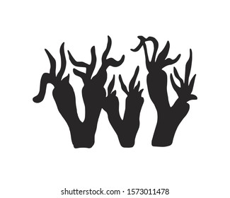 seaweed seafood. vitamins and minerals. sketch silhouette