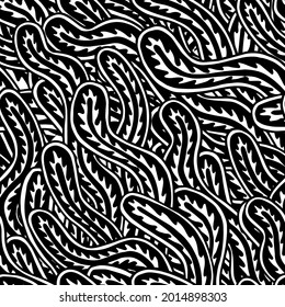 Seaweed seamless abstract diagonal vector pattern. Ethnic style textile collection. Can be used for sticker, patch, phone case, print, poster, design, t-shirt