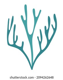 Seaweed  silhouette of in blue colors for a logo or icon