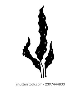 Seaweed silhouette.Sea grass doodle.Vector graphic.