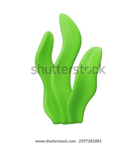 Seaweed vector 3d icon. Underwater plant, simple cartoon spirulina. Sea weed, abstract child illustration isolated on white background