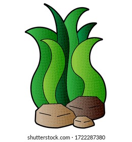 seaweed vector design. digital hand drawn. halftone texture