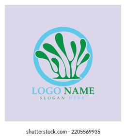 Seaweed vector logo icon illustration design.includes seafood,natural products,florist,ecology,wellness,spa.