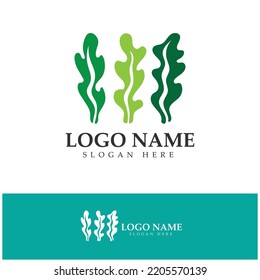 Seaweed vector logo icon illustration design.includes seafood,natural products,florist,ecology,wellness,spa.