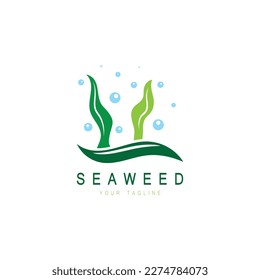 Seaweed vector logo icon illustration design.includes seafood,natural products,florist,ecology,wellness,spa.