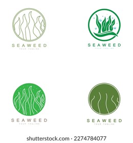 Icono de logotipo de vectores de algas marinas diseño.incluye mariscos, productos naturales, floristería, ecología, wellness, spa.