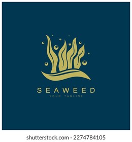 Seaweed vector logo icon illustration design.includes seafood,natural products,florist,ecology,wellness,spa.