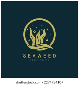 Seaweed vector logo icon illustration design.includes seafood,natural products,florist,ecology,wellness,spa.