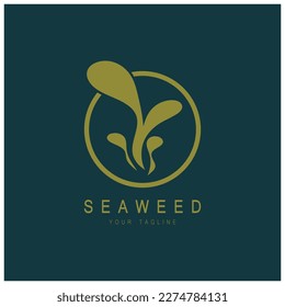Icono de logotipo de vectores de algas marinas diseño.incluye mariscos, productos naturales, floristería, ecología, wellness, spa.