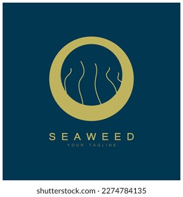 Seaweed vector logo icon illustration design.includes seafood,natural products,florist,ecology,wellness,spa.