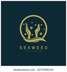 Icono de logotipo de vectores de algas marinas diseño.incluye mariscos, productos naturales, floristería, ecología, wellness, spa.