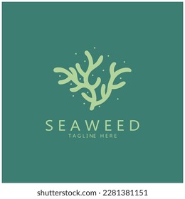 Seaweed vector logo icon illustration design.includes seafood,natural products,florist,ecology,wellness,spa.