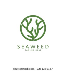 Seaweed vector logo icon illustration design.includes seafood,natural products,florist,ecology,wellness,spa.