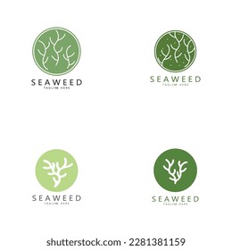 Seaweed vector logo icon illustration design.includes seafood,natural products,florist,ecology,wellness,spa.